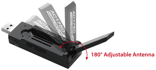 Edimax EW-7833UAC AC1750 Dual-Band Wi-Fi USB 3.0 Adapter with 180-degree Adjustable Antenna